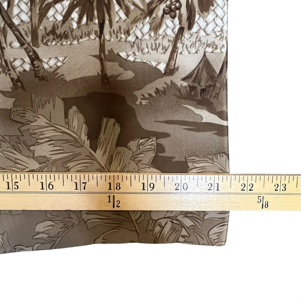 Vintage 90s Silk Maxi Skirt 12 Tropical Safari Resort Earthy Old Money Palm Tree